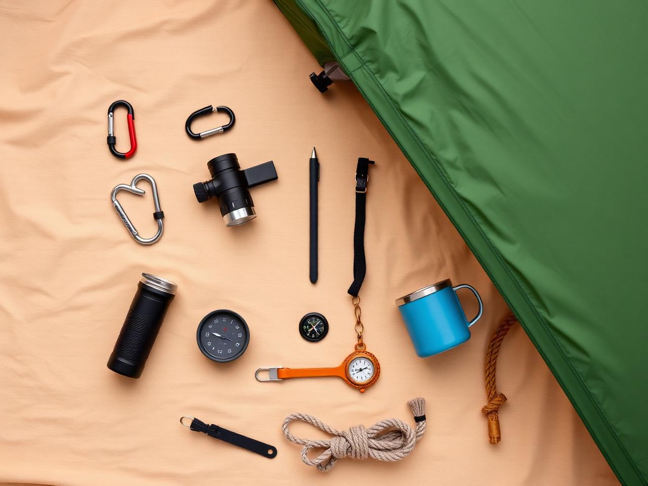 Flat lay alat camping